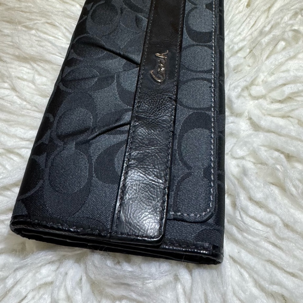 Vintage Coach Black Jacquard Leather Wallet Clutch - Picture 3 of 11